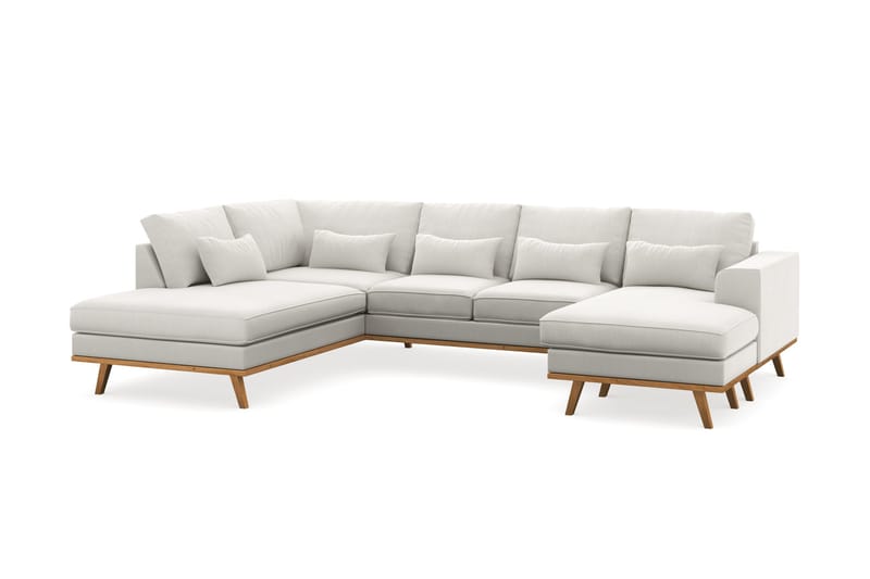 Copenhagen Compact 4-sits Vänstervänd U-formad Soffa med Divan och Schäslong i Tyg - Ljusgrå - Möbler - Soffa - U-soffa