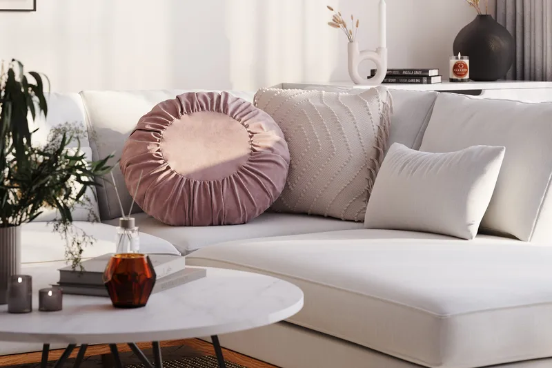 Copenhagen Compact 4-sits Vänstervänd U-formad Soffa med Divan och Schäslong i Tyg - Ljusgrå - Möbler - Soffa - U-soffa