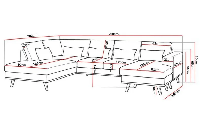 Copenhagen Compact 4-sits Vänstervänd U-formad Soffa med Divan och Schäslong i Tyg - Ljusgrå - Möbler - Soffa - U-soffa
