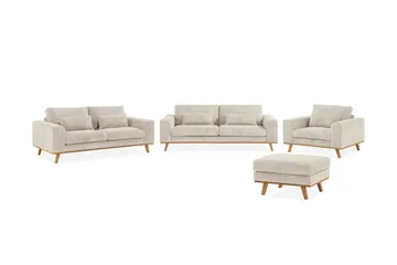 Copenhagen Soffgrupp 3-sits + 2-sits Soffa + Fåtölj + Fotpall i Manchester - Beige - Möbler - Soffa - Soffgrupp