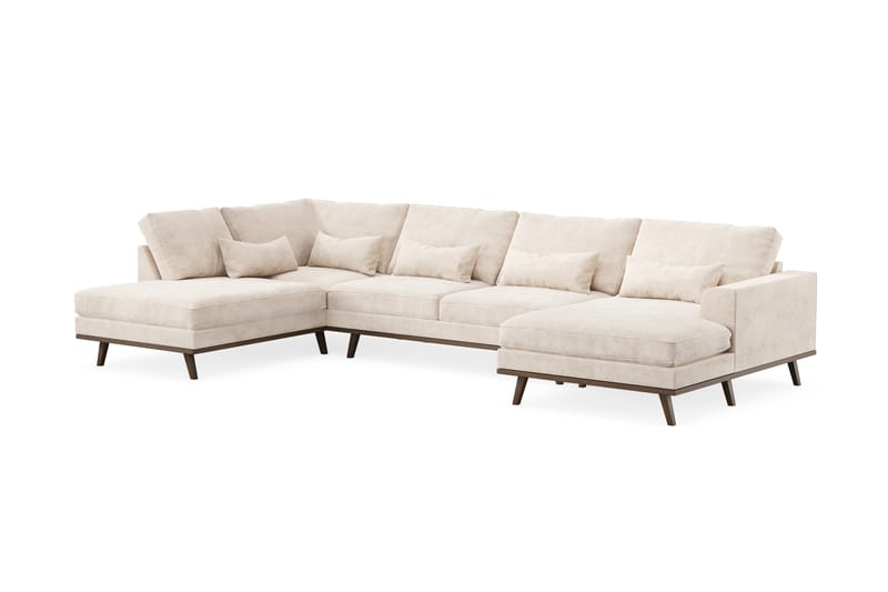Copenhagen Stor U Soffa Sammet med Divan och Schäslong Vänster - Beige - Möbler - Soffa - U-soffa