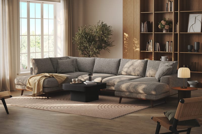Copenhagen Premium 5-sits Vänstervänd U-formad Djup Soffa med Divan och Schäslong i Chenille - Grå - Möbler - Soffa - U-soffa