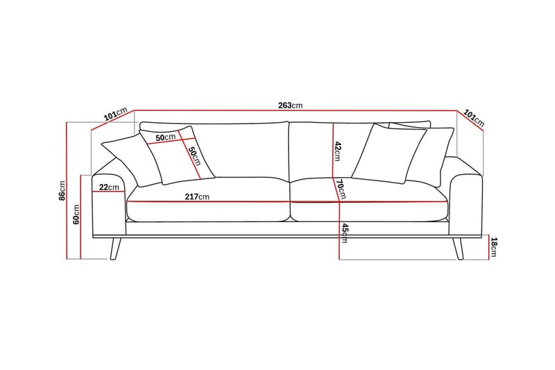 Copenhagen Premium Djup 4-sits Soffa i Chenille - Beige - Möbler - Soffa - 4 sits soffa