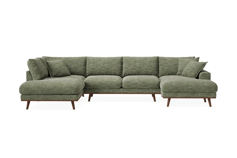 Copenhagen Premium 5-sits Vänstervänd U-formad Djup Soffa med Divan och Schäslong i Chenille - Grön - Möbler - Soffa - U-soffa