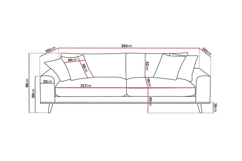 Copenhagen Premium Djup 4-sits Soffa i Chenille - Ljusbeige - Möbler - Soffa - 4 sits soffa