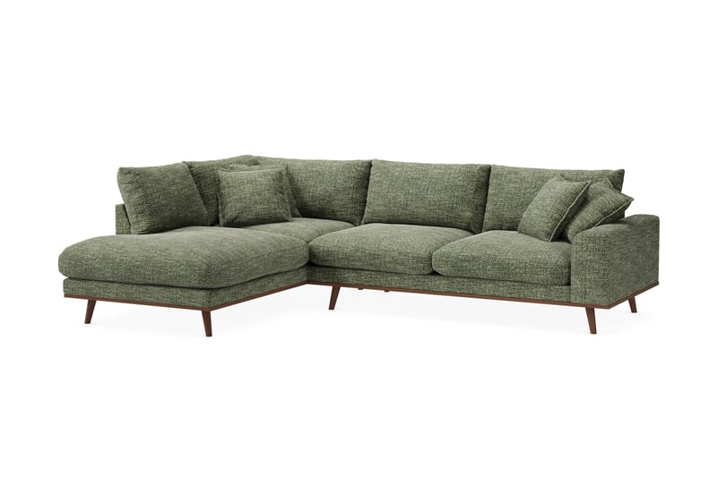 Copenhagen Premium 4-sits Vänstervänd L-formad Djup Schäslongsoffa i Chenille - Grön - Möbler - Soffa - Divansoffor & schäslongsoffa