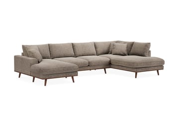 Copenhagen Premium 5-sits Högervänd U-formad Djup Soffa med Divan och Schäslong i Chenille - Brun - Möbler - Soffa - U-soffa