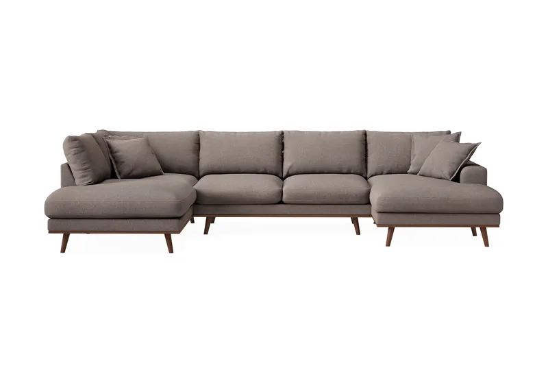 Copenhagen Premium 5-sits Vänstervänd U-formad Djup Soffa med Divan och Schäslong i Tyg - Brun - Möbler - Soffa - U-soffa