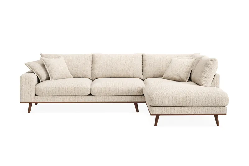 Copenhagen Premium 4-sits Högervänd L-formad Djup Schäslongsoffa i Chenille, Beige