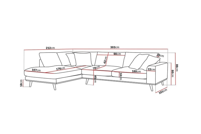 Copenhagen Premium 4-sits Vänstervänd L-formad Djup Schäslongsoffa i Chenille - Ljusbeige - Möbler - Soffa - Divansoffor & schäslongsoffa