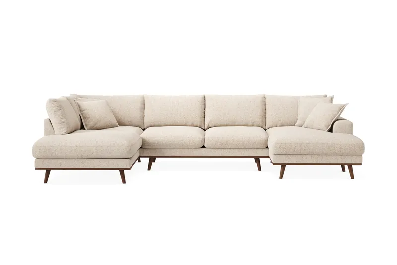 Copenhagen Premium 5-sits Vänstervänd U-formad Djup Soffa med Divan och Schäslong i Chenille, Beige