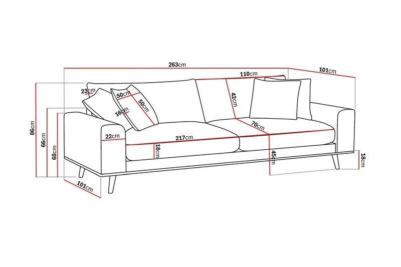 Copenhagen Premium Djup 4-sits Soffa i Chenille - Ljusbeige - Möbler - Soffa - 4 sits soffa