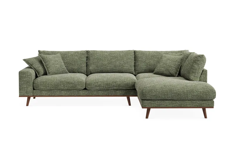 Copenhagen Premium 4-sits Högervänd L-formad Djup Schäslongsoffa i Chenille - Grön - Möbler - Soffa - Divansoffor & schäslongsoffa