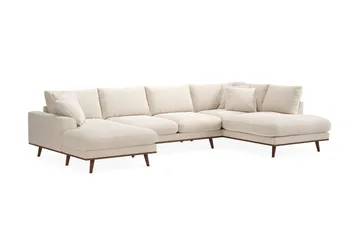 Copenhagen Premium 5-sits Högervänd U-formad Djup Soffa med Divan och Schäslong i Chenille - Ljusbeige - Möbler - Soffa - U-soffa
