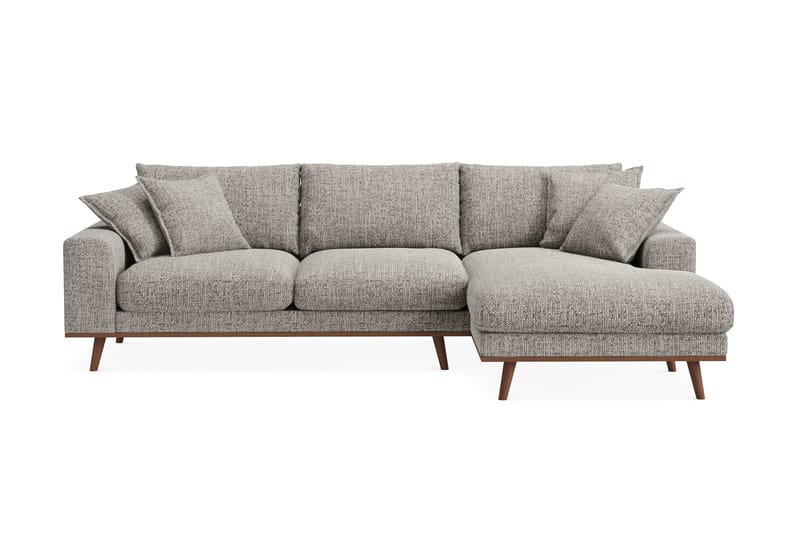 Copenhagen Premium 4-sits Högervänd L-formad Djup Divansoffa i Chenille - Grå - Möbler - Soffa - Divansoffor & schäslongsoffa