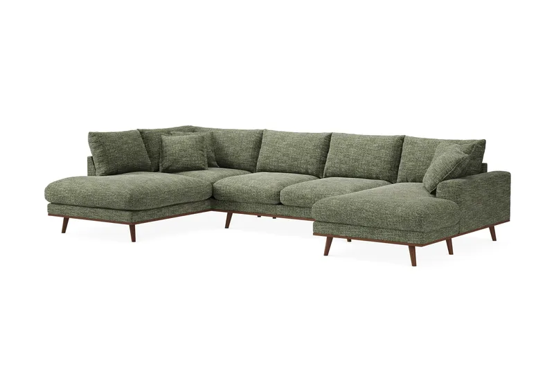 Copenhagen Premium 5-sits Vänstervänd U-formad Djup Soffa med Divan och Schäslong i Chenille - Grön - Möbler - Soffa - U-soffa