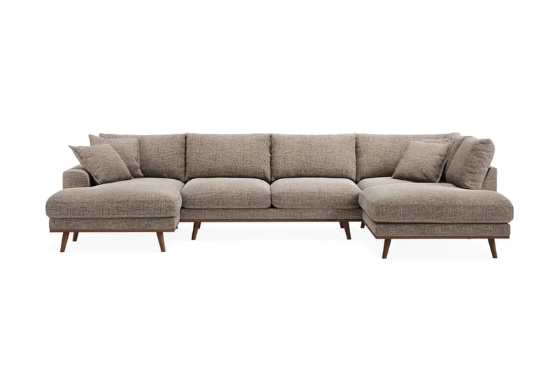 Copenhagen Premium 5-sits Högervänd U-formad Djup Soffa med Divan och Schäslong i Chenille, Brun