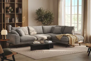 Copenhagen Premium 4-sits Högervänd L-formad Djup Schäslongsoffa i Chenille - Grå - Möbler - Soffa - Divansoffor & schäslongsoffa