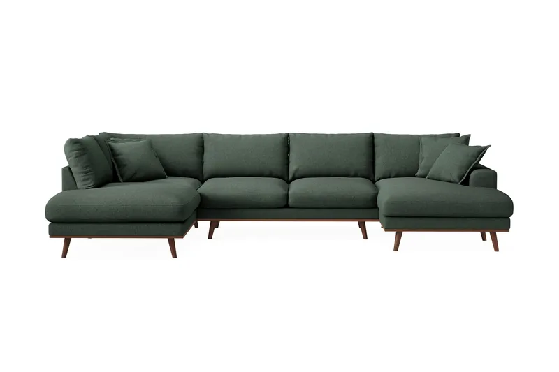 Copenhagen Premium 5-sits Vänstervänd U-formad Djup Soffa med Divan och Schäslong i Tyg - Grön - Möbler - Soffa - U-soffa