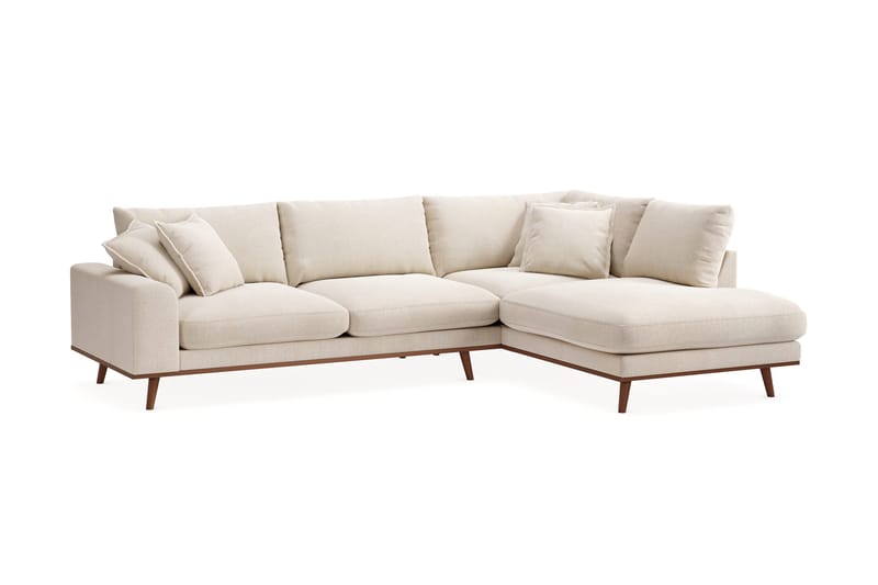 Copenhagen Premium 4-sits Högervänd L-formad Djup Schäslongsoffa i Chenille - Ljusbeige - Möbler - Soffa - Divansoffor & schäslongsoffa