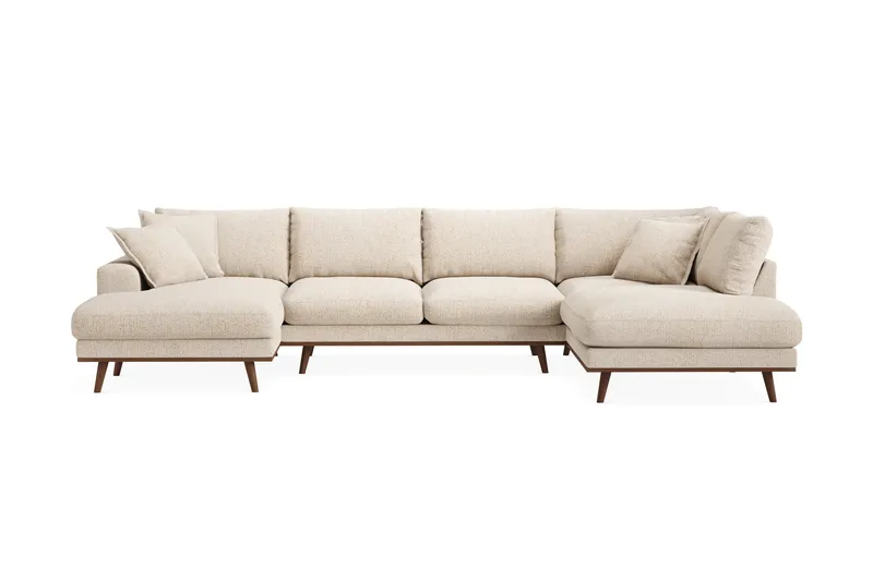 Copenhagen Premium 5-sits Högervänd U-formad Djup Soffa med Divan och Schäslong i Chenille, Beige