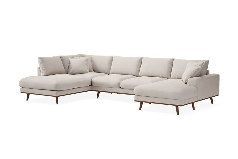 Copenhagen Premium 5-sits Vänstervänd U-formad Djup Soffa med Divan och Schäslong i Tyg - Beige - Möbler - Soffa - U-soffa