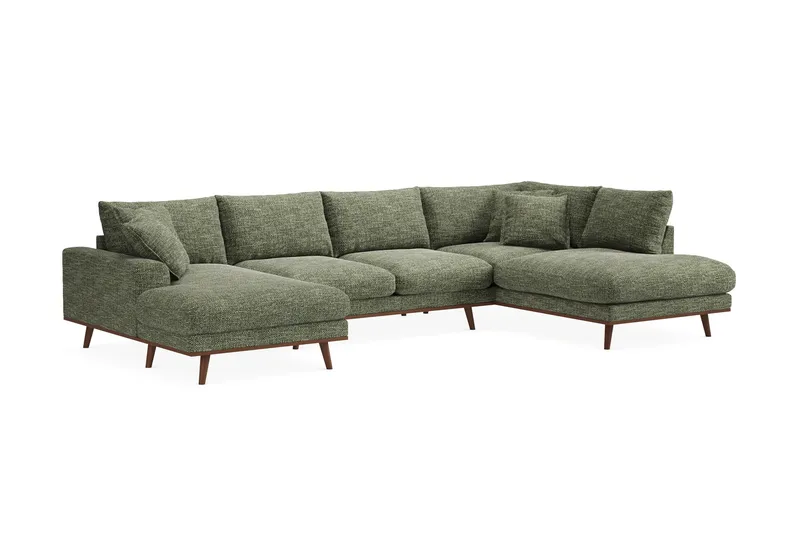 Copenhagen Premium 5-sits Högervänd U-formad Djup Soffa med Divan och Schäslong i Chenille - Grön - Möbler - Soffa - U-soffa