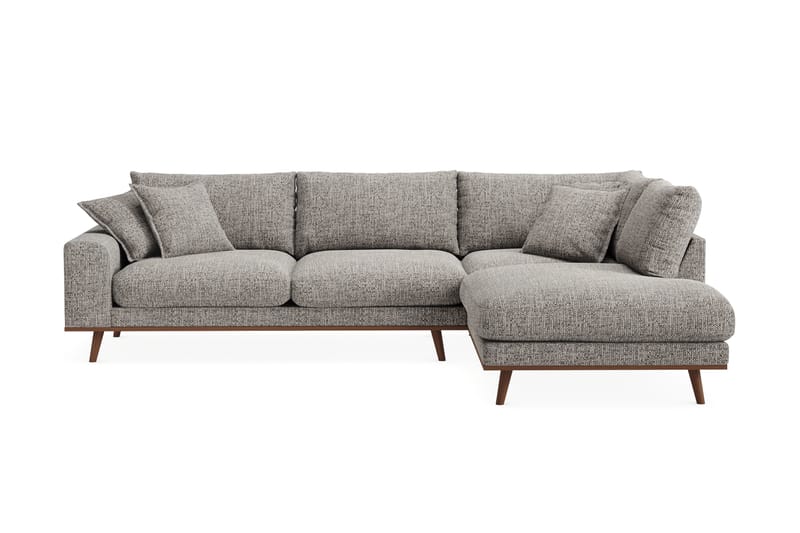 Copenhagen Premium 4-sits Högervänd L-formad Djup Schäslongsoffa i Chenille - Grå - Möbler - Soffa - Divansoffor & schäslongsoffa