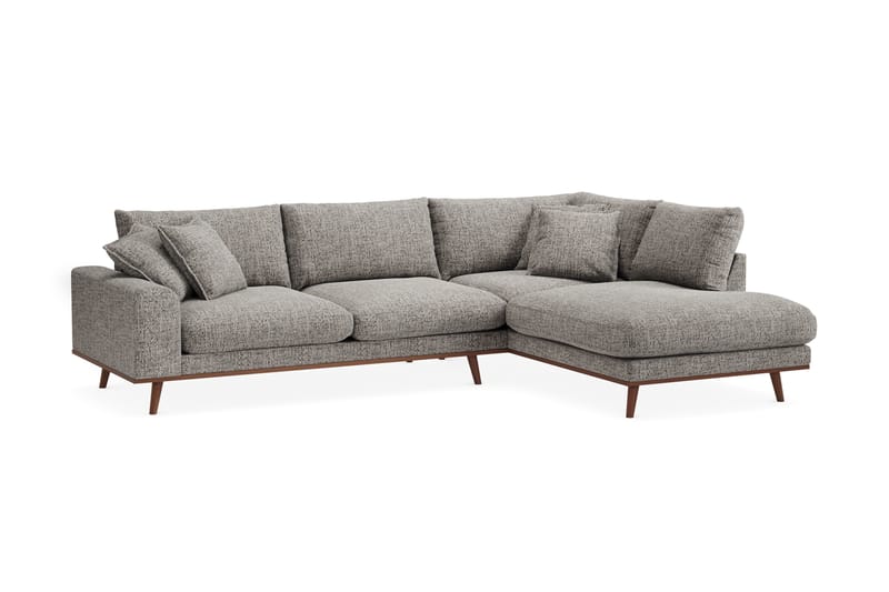 Copenhagen Premium 4-sits Högervänd L-formad Djup Schäslongsoffa i Chenille - Grå - Möbler - Soffa - Divansoffor & schäslongsoffa
