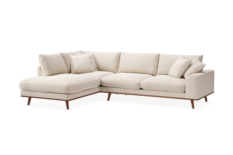 Copenhagen Premium 4-sits Vänstervänd L-formad Djup Schäslongsoffa i Chenille - Ljusbeige - Möbler - Soffa - Divansoffor & schäslongsoffa