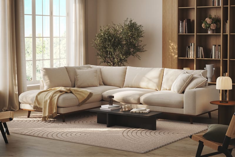 Copenhagen Premium 4-sits Vänstervänd L-formad Djup Schäslongsoffa i Chenille - Ljusbeige - Möbler - Soffa - Divansoffor & schäslongsoffa