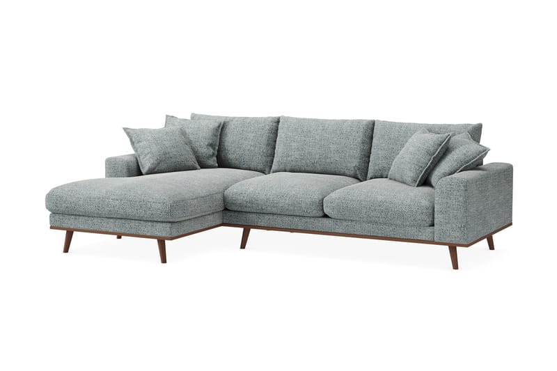 Copenhagen Premium 4-sits Vänstervänd L-formad Djup Divansoffa i Chenille - Grå/Blå - Möbler - Soffa - Divansoffor & schäslongsoffa