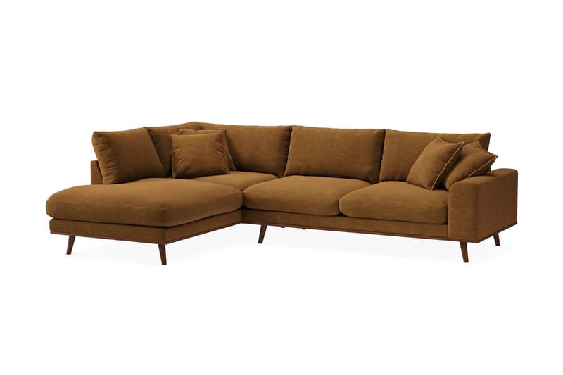Copenhagen Premium 4-sits Vänstervänd L-formad Djup Schäslongsoffa i Tyg - Senapsgul - Möbler - Soffa - Divansoffor & schäslongsoffa