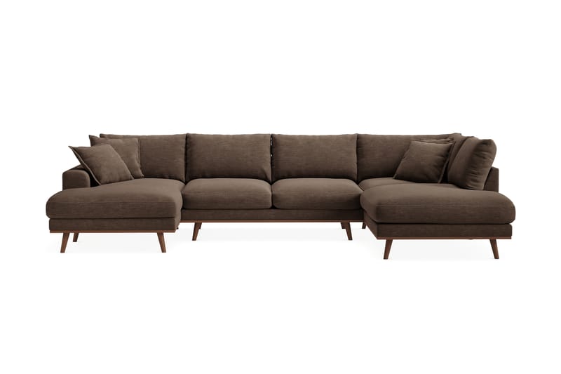 Copenhagen Premium 5-sits Vänstervänd U-formad Djup Soffa med Divan och Schäslong i Tyg - Brun - Möbler - Soffa - U-soffa