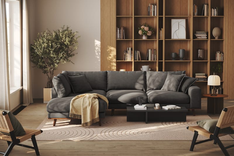 Copenhagen Premium 4-sits Vänstervänd L-formad Djup Schäslongsoffa i Tyg - Mörkgrå - Möbler - Soffa - Divansoffor & schäslongsoffa