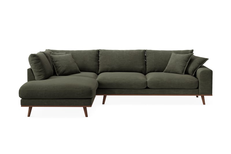 Copenhagen Premium 4-sits Vänstervänd L-formad Djup Schäslongsoffa i Tyg - Grön - Möbler - Soffa - Divansoffor & schäslongsoffa