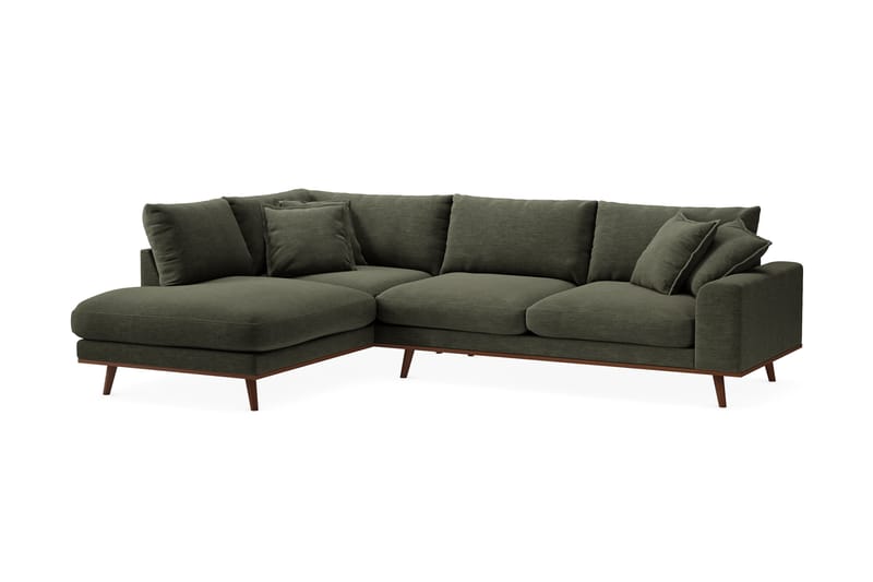 Copenhagen Premium 4-sits Vänstervänd L-formad Djup Schäslongsoffa i Tyg - Grön - Möbler - Soffa - Divansoffor & schäslongsoffa