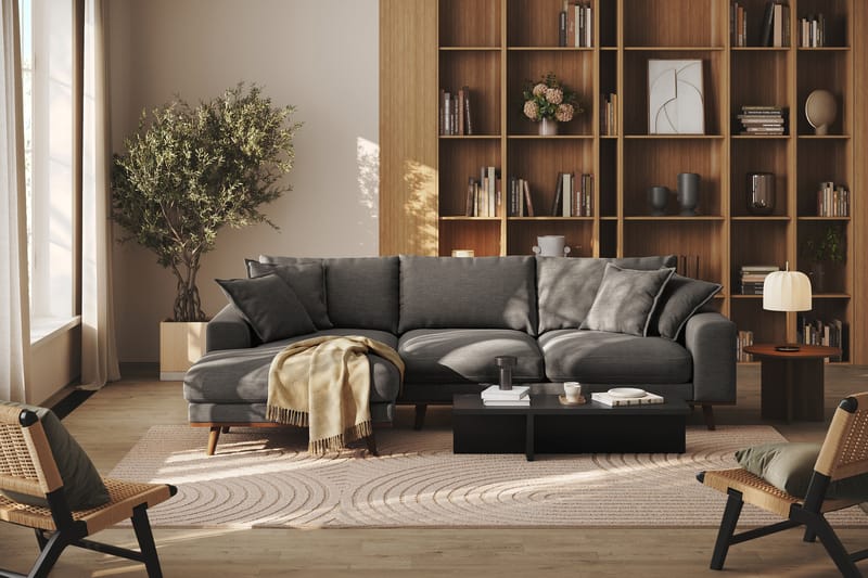 Copenhagen Premium 4-sits Vänstervänd L-formad Djup Divansoffa i Tyg - Mörkgrå - Möbler - Soffa - Divansoffor & schäslongsoffa