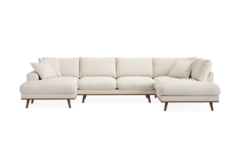 Copenhagen Premium 5-sits Vänstervänd U-formad Djup Soffa med Divan och Schäslong i Tyg - Ljusbeige - Möbler - Soffa - U-soffa