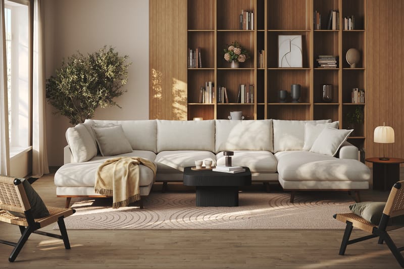 Copenhagen Premium 5-sits Vänstervänd U-formad Djup Soffa med Divan och Schäslong i Tyg - Ljusbeige - Möbler - Soffa - U-soffa