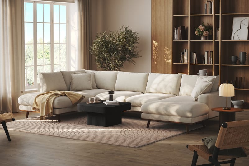 Copenhagen Premium 5-sits Vänstervänd U-formad Djup Soffa med Divan och Schäslong i Tyg - Ljusbeige - Möbler - Soffa - U-soffa