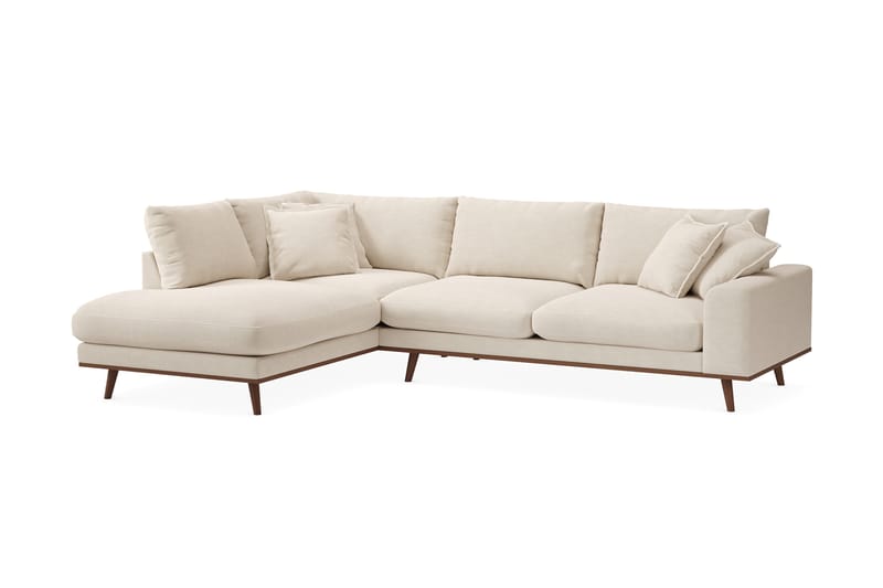 Copenhagen Premium 4-sits Vänstervänd L-formad Djup Schäslongsoffa i Tyg - Beige - Möbler - Soffa - Divansoffor & schäslongsoffa