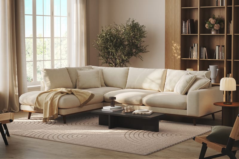 Copenhagen Premium 4-sits Vänstervänd L-formad Djup Schäslongsoffa i Tyg - Beige - Möbler - Soffa - Divansoffor & schäslongsoffa