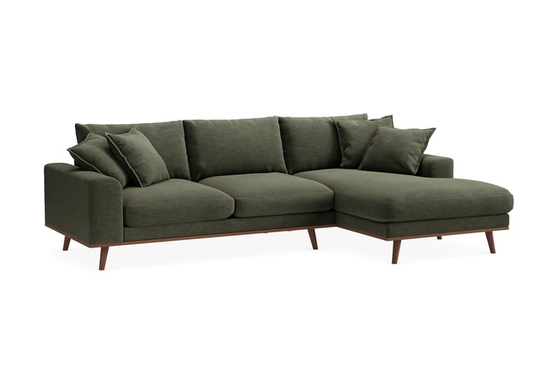 Copenhagen Premium 4-sits Högervänd L-formad Djup Divansoffa i Tyg - Grön - Möbler - Soffa - Divansoffor & schäslongsoffa