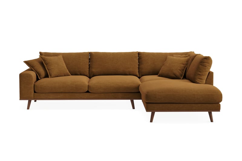 Copenhagen Premium 4-sits Högervänd L-formad Djup Schäslongsoffa i Tyg - Senapsgul - Möbler - Soffa - Divansoffor & schäslongsoffa