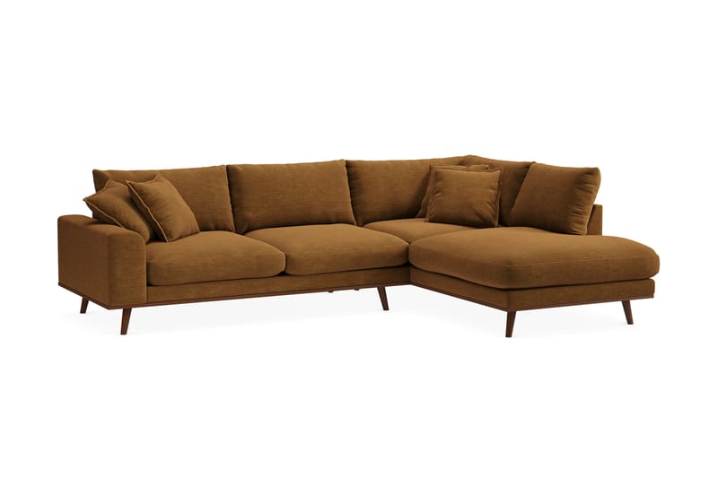 Copenhagen Premium 4-sits Högervänd L-formad Djup Schäslongsoffa i Tyg - Senapsgul - Möbler - Soffa - Divansoffor & schäslongsoffa