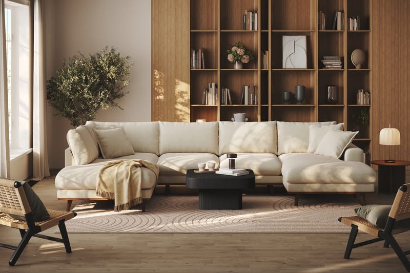 Copenhagen Premium 5-sits Vänstervänd U-formad Djup Soffa med Divan och Schäslong i Tyg - Beige - Möbler - Soffa - U-soffa