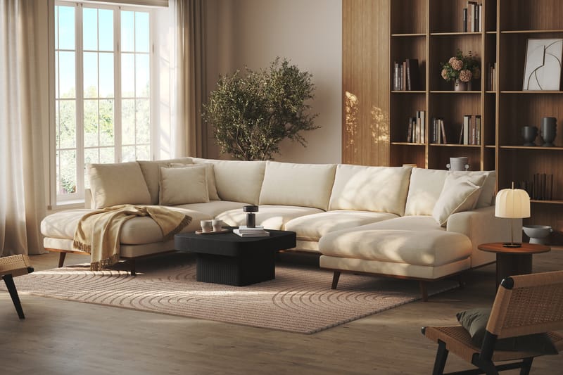 Copenhagen Premium 5-sits Vänstervänd U-formad Djup Soffa med Divan och Schäslong i Tyg - Beige - Möbler - Soffa - U-soffa