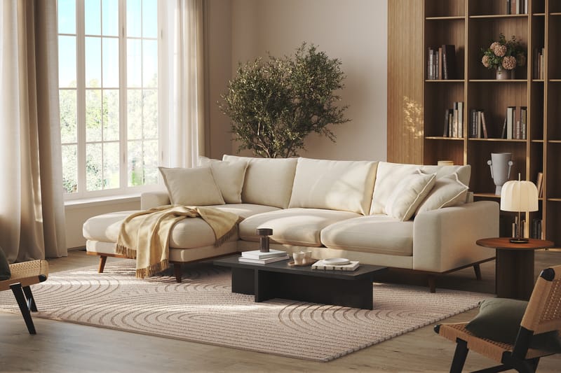 Copenhagen Premium 4-sits Vänstervänd L-formad Djup Divansoffa i Tyg - Beige - Möbler - Soffa - Divansoffor & schäslongsoffa