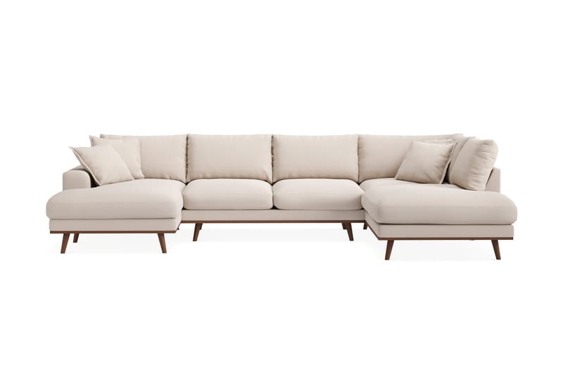 Copenhagen Premium 5-sits Högervänd U-formad Djup Soffa med Divan och Schäslong i Bouclé - Ljusbeige - Möbler - Soffa - U-soffa